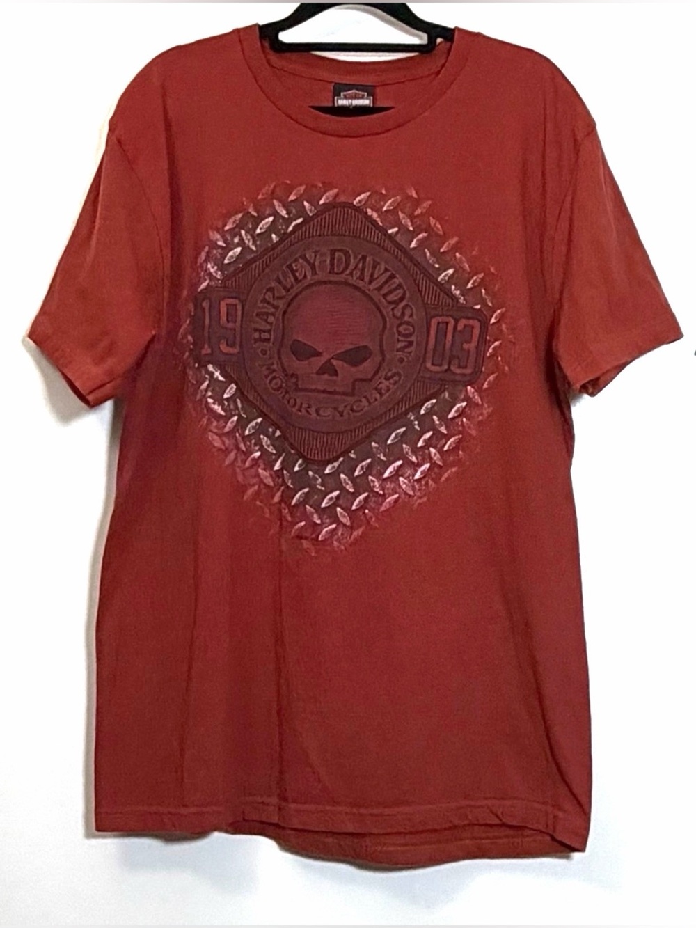 Harley-Davidson Rust Red Skull Emblem Short Sleeve Tee